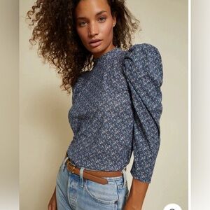 Nation LTD Puff Sleeve Top. Size Medium. Multicolored Floral Pattern